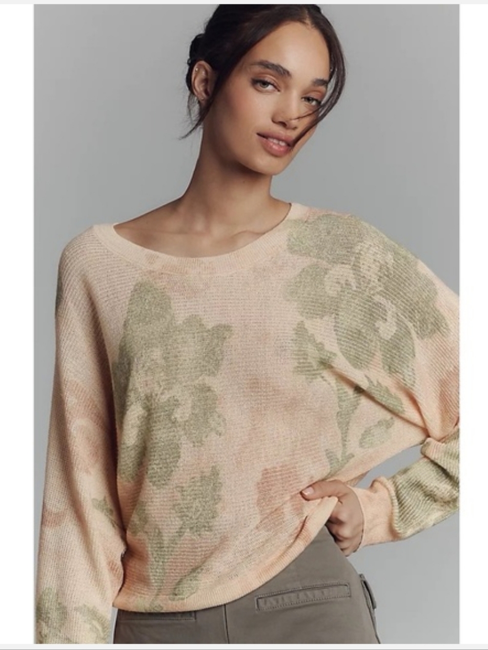 Anthropologie • Printed Linen Pullover Sweater